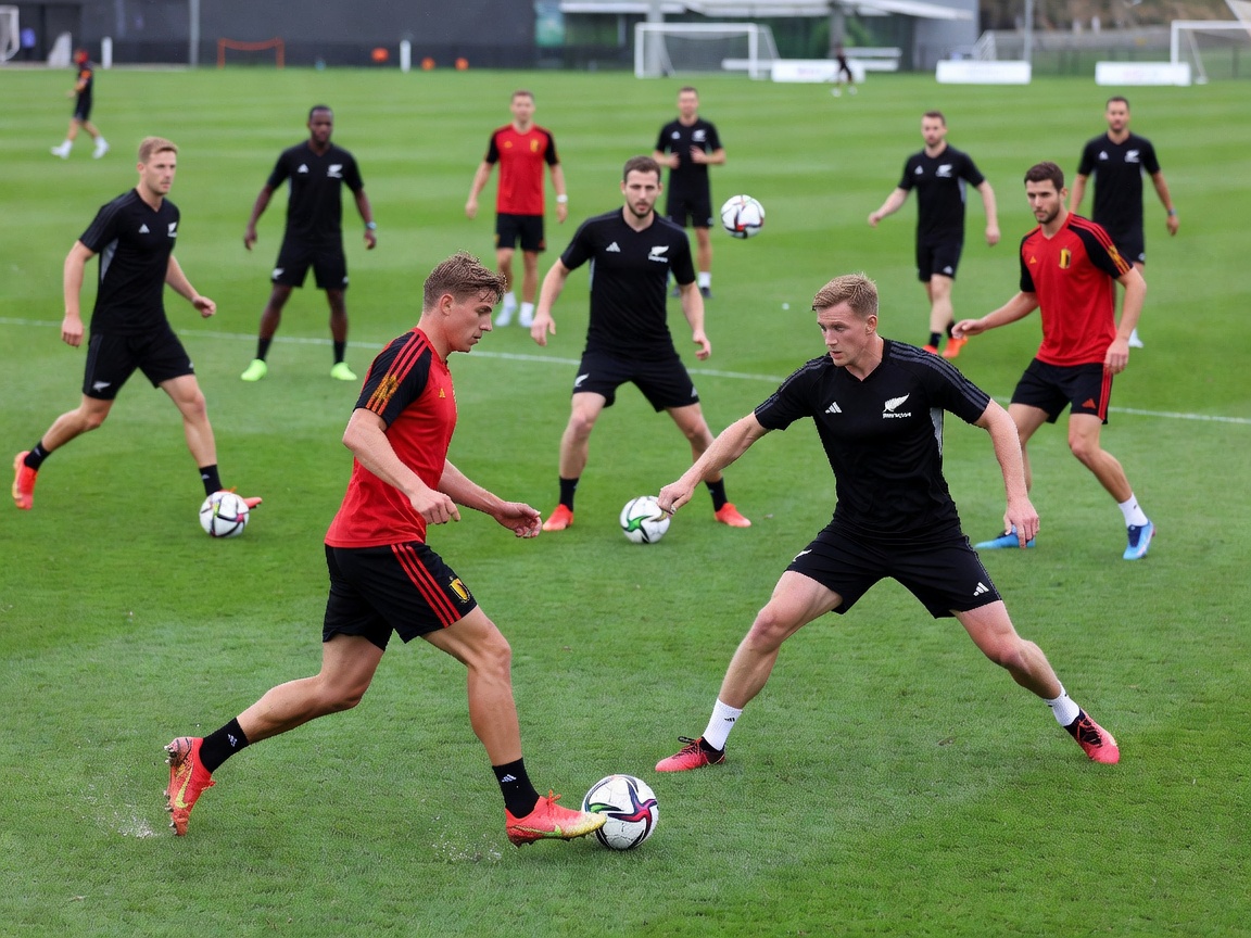 New Zealand vs Belgium team training before the game