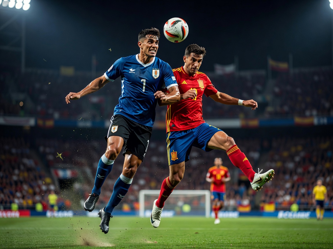 Uruguay vs Spain dramatic match action